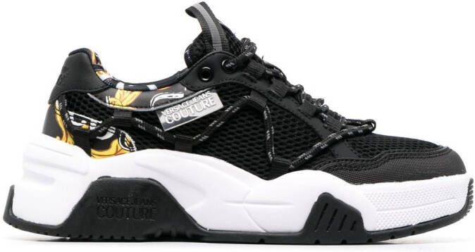 Versace Jeans Couture Sneakers met mesh vlak Zwart