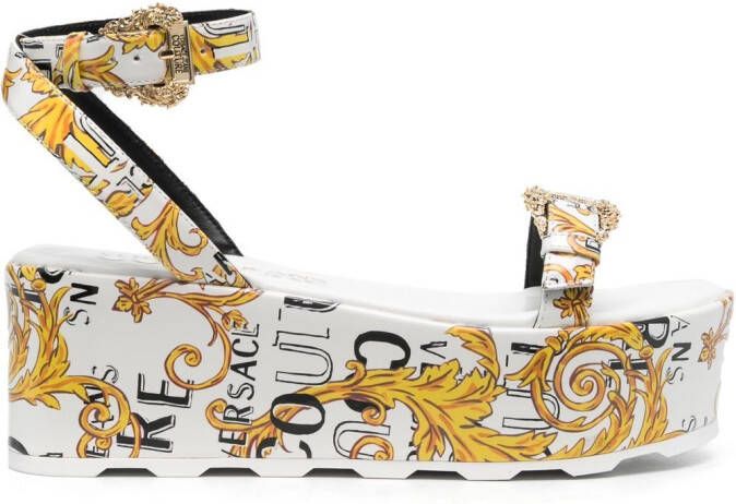 Versace Jeans Couture Sandalen met barokprint Wit