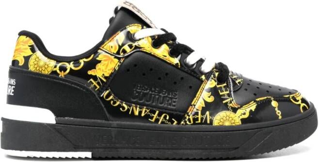 Versace Jeans Couture Chain Couture leren sneakers Zwart