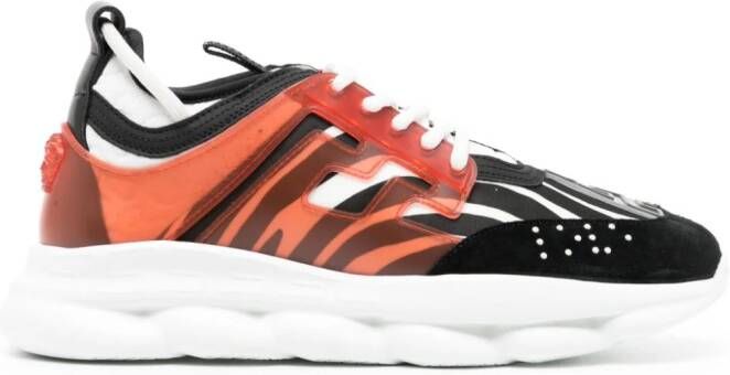 Versace Kids Chain Reaction sneakers met zebraprint Zwart