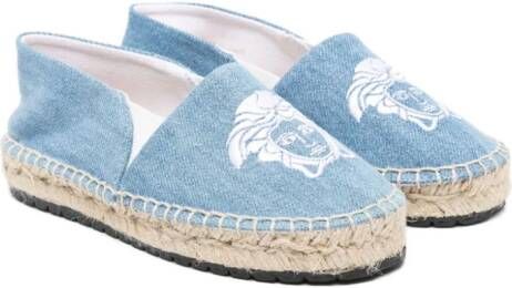 Versace Kids Espadrilles met geborduurd logo Blauw