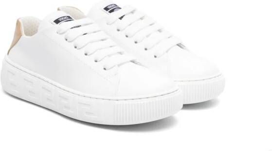 Versace Kids Greca leren sneakers Wit