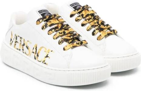 Versace Kids Greca low-top sneakers Wit