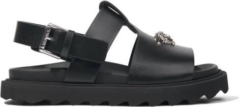 Versace Kids La Medusa leren sandalen Zwart