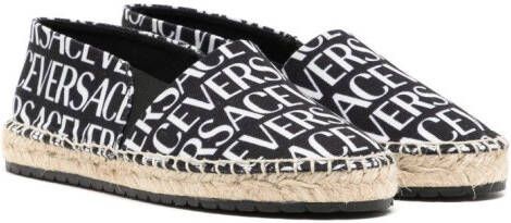 Versace Kids Espadrilles met logoprint Zwart