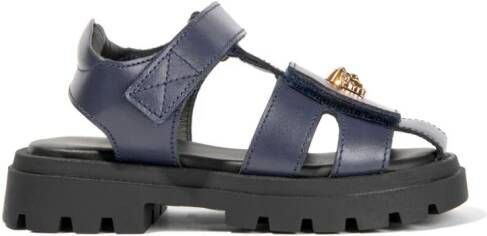 Versace Kids Medusa gekooide leren sandalen Blauw