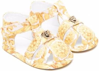 Versace Kids Medusa sandalen met barokprint Wit