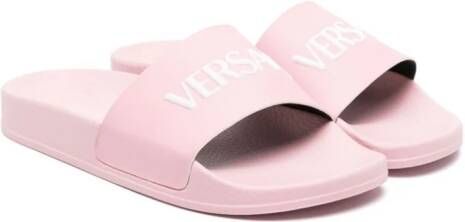 Versace Kids Teenslippers met logo-reliëf Roze