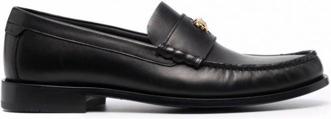 Versace La Medusa leren loafers Zwart