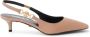 Versace Leren pumps met logoplakkaat Beige - Thumbnail 1