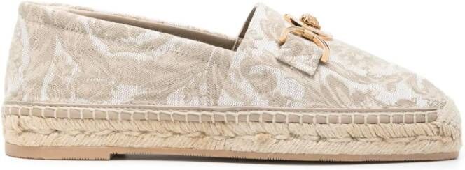 Versace Medusa Barocco espadrilles met jacquard Beige