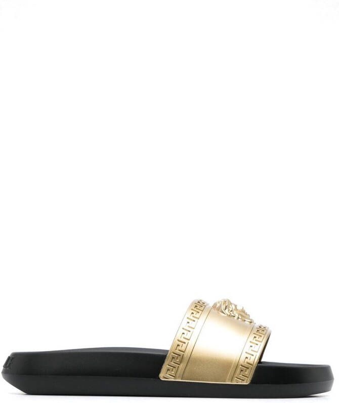 Versace Palazzo slippers met Medusaplakkaat Goud