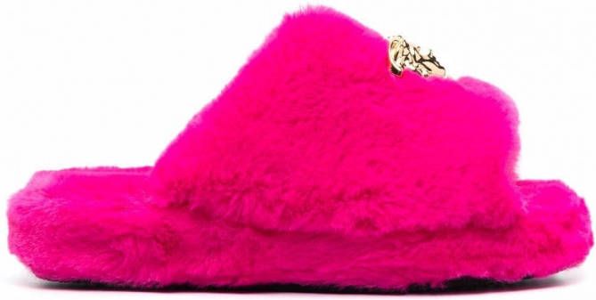 Versace Icon slippers van imitatiebont Roze