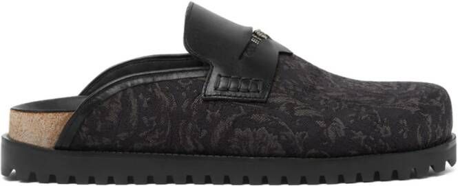 Versace Medusa muiltjes met barok jacquard Zwart