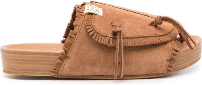 Visvim Christo Shaman Folk suède slippers Bruin