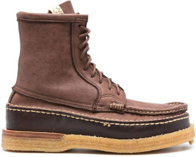 Visvim Leren veterlaarzen Bruin