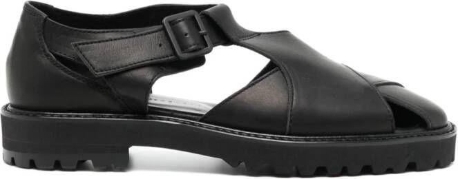 Y's Gurkha leren sandalen Zwart