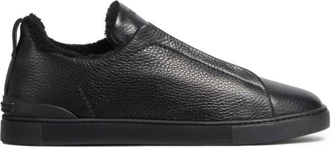 Zegna Triple Stitch leather sneakers Zwart