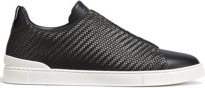 Zegna PelleTessuta slip-on sneakers Zwart