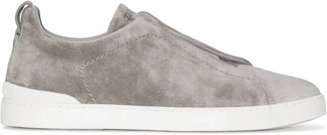 Zegna Triple Stitch suède sneakers Grijs