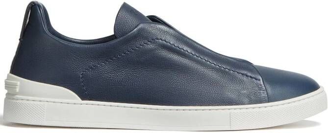 Zegna Secondskin Triple Stitch leren sneakers Blauw