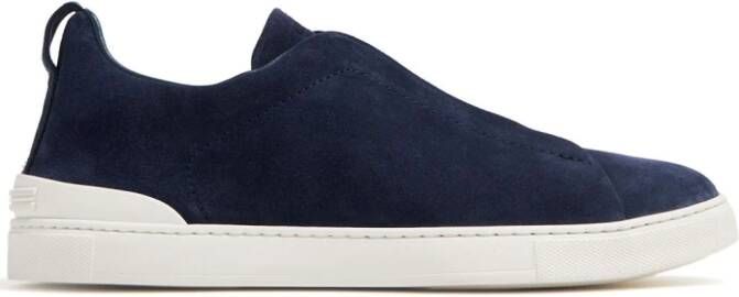 Zegna Triple Stitch suède sneakers Blauw