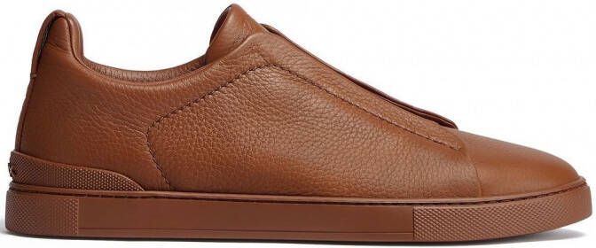 Zegna Triple Stitch leren sneakers Bruin