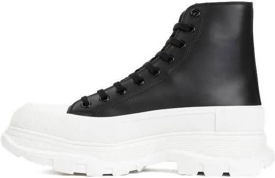 alexander mcqueen Boots Black White Leather Boots in zwart