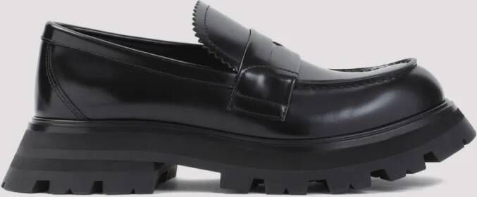 Alexander mcqueen Loafers Black Brushed Calf Leather Loafers in zwart