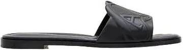 alexander mcqueen Sandalen Flat Leather Slide Sandal in zwart