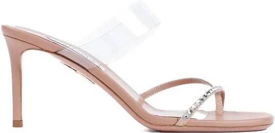 Aquazzura Sandalen Movie 75 Powder Pink Nappa Leather Mules in roze