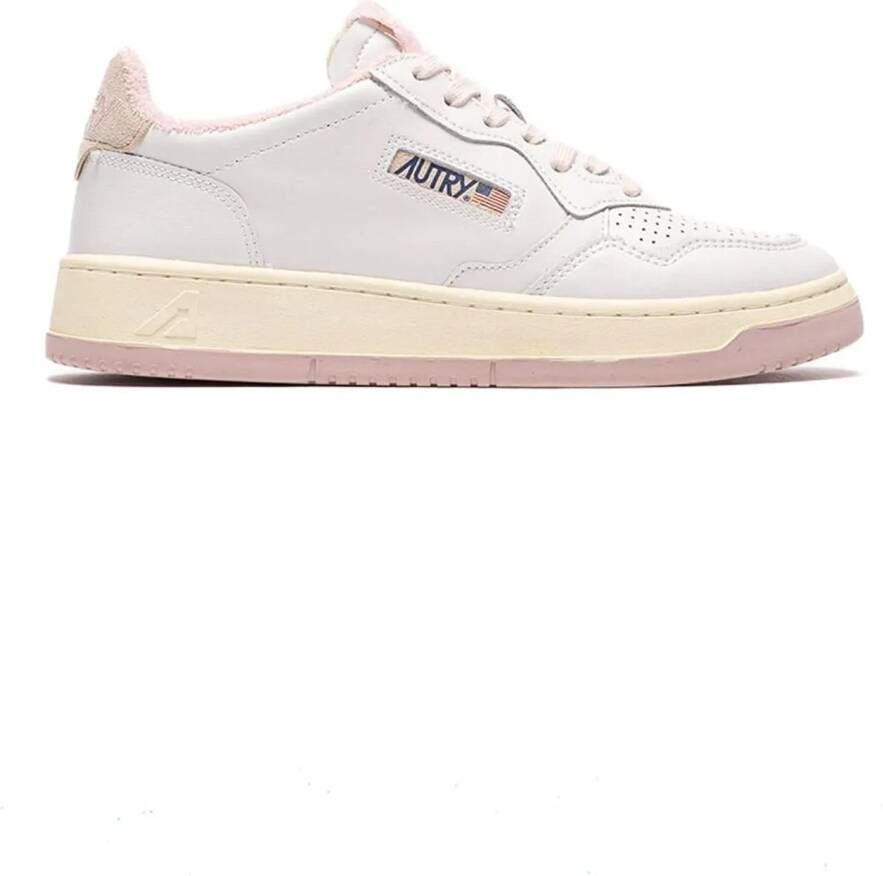 Autry International Low-Top Sneakers baskets medalist en cuir rose in poeder roze