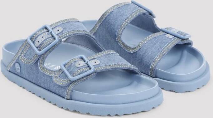 Birkenstock Sandalen Faded Denim Cotton Arizona Sandals in blauw