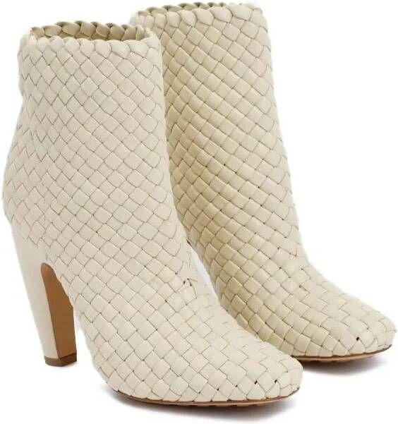 Bottega Veneta Boots & laarzen Butter Mini Lido Weave Ankle Boots in beige