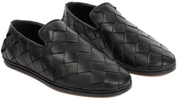 Bottega Veneta Loafers & ballerina schoenen Sunday Black Nappa Lamb Leather Slippers in zwart