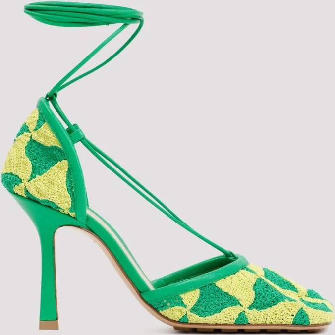 Bottega Veneta Sandalen Green Ad Yellow Stretch Sandals in groen