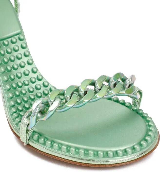 Bottega Veneta Sandalen Green Leather Dot Heeled Sandals in groen