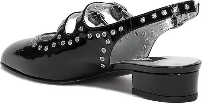 Carel Paris Hoge hakken Shiny Leather Slingback With Studs in zwart