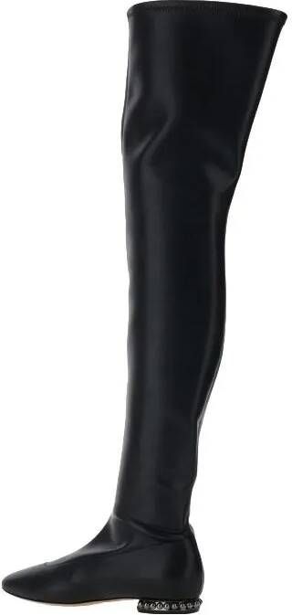 Casadei Boots & laarzen Galaxy' Black Over The Knee Boots In Leather in zwart