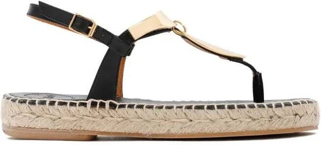 Chloé Sandalen Black And Gold Pema Flat Sandals in geel goud