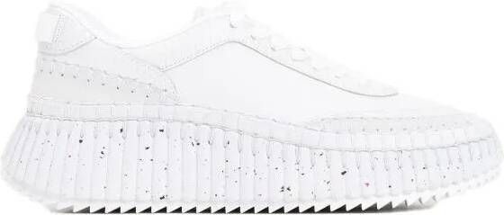 Chloé Low-Top Sneakers Brilliant White Calf Leather Nama Sneakers in wit