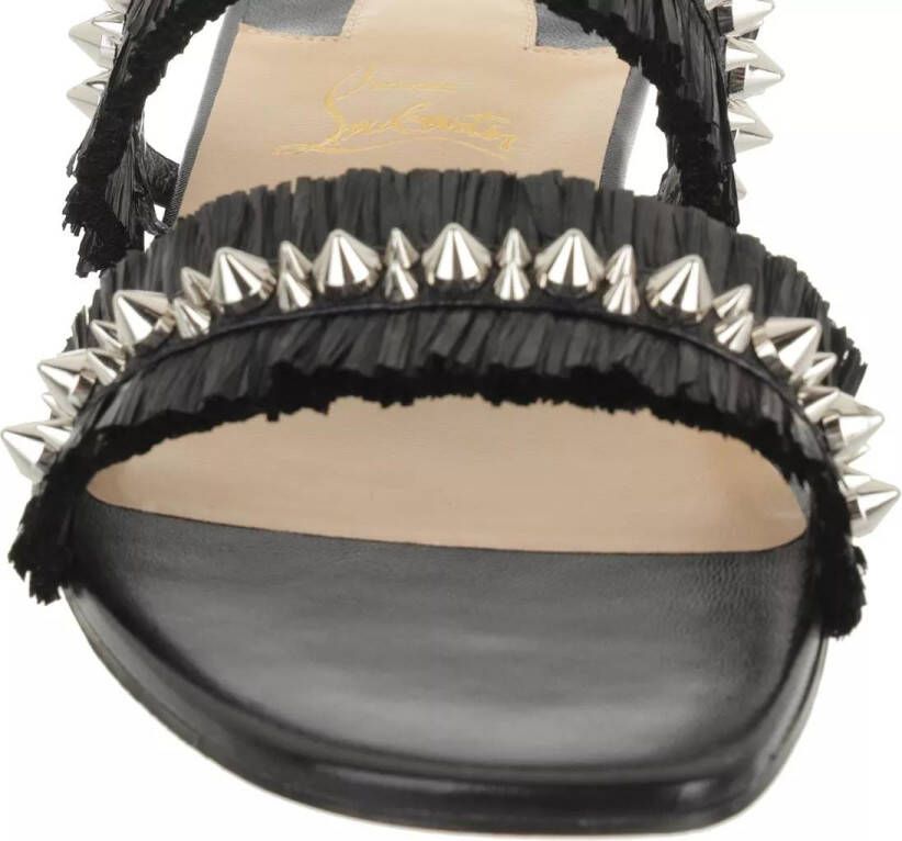 Christian Louboutin Slippers Marivodou Flat Mules Raffia Fringes in zwart