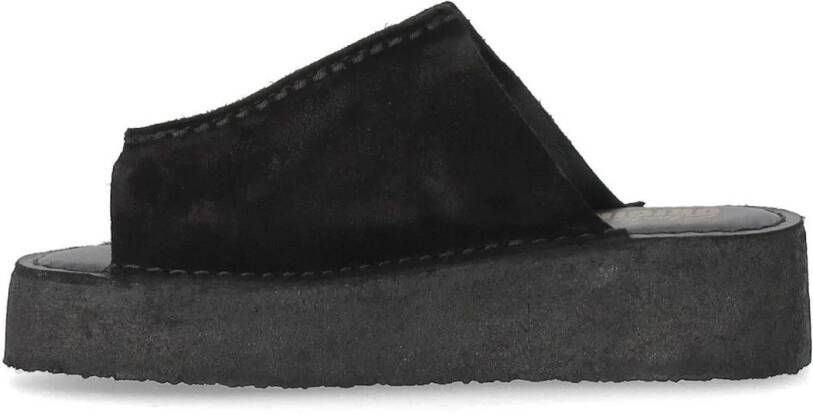 Clarks Sandalen WEDGE SCHWARZES PLATTFORM SLIDE in zwart