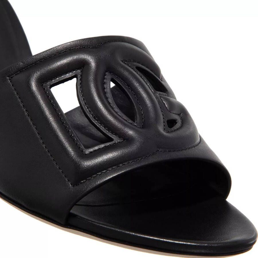 Dolce&Gabbana Slippers Calfskin Sliders With DG Logo in zwart