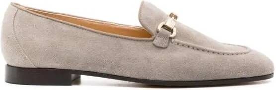 Doucal's Loafers & ballerina schoenen Logo-Buckle Beluga Grey Suede Loafers in grijs