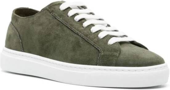 Doucal's Low-Top Sneakers Chain-Detailed Suede Sneakers in groen