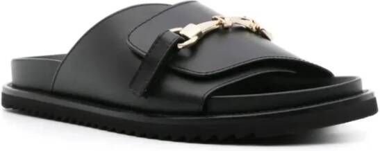 Doucal's Sandalen Logo-Buckle Leather Slides in zwart