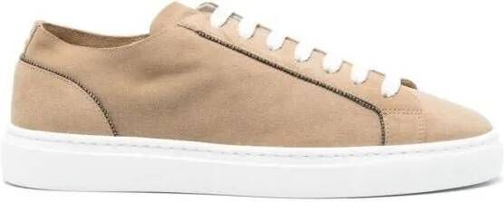 Doucal's Lage-top sneaker Monili Chain-Detail Suede Sneakers in bruin