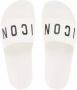 Dsquared2 Logo Print Open Teen Platte Rubberen Slides White Heren - Thumbnail 3