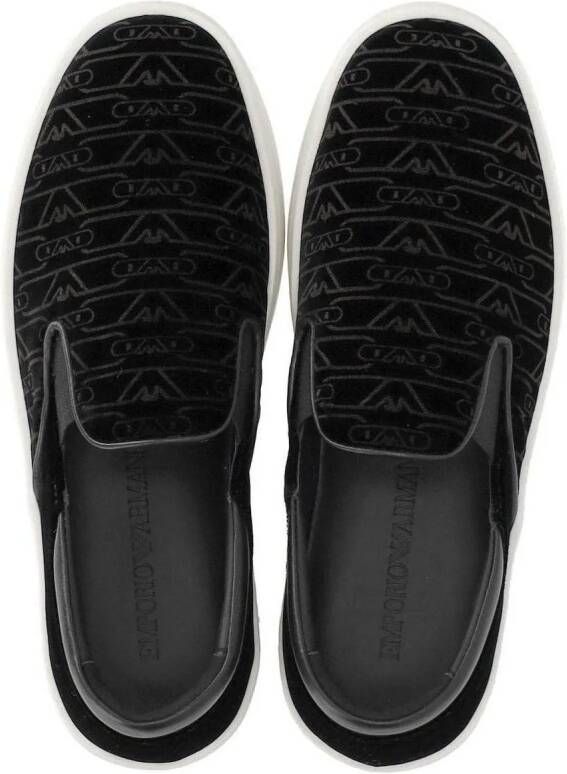 Emporio Armani Low-Top Sneakers SLIP-ON MONOGRAM SCHWARER SNEAKER in zwart